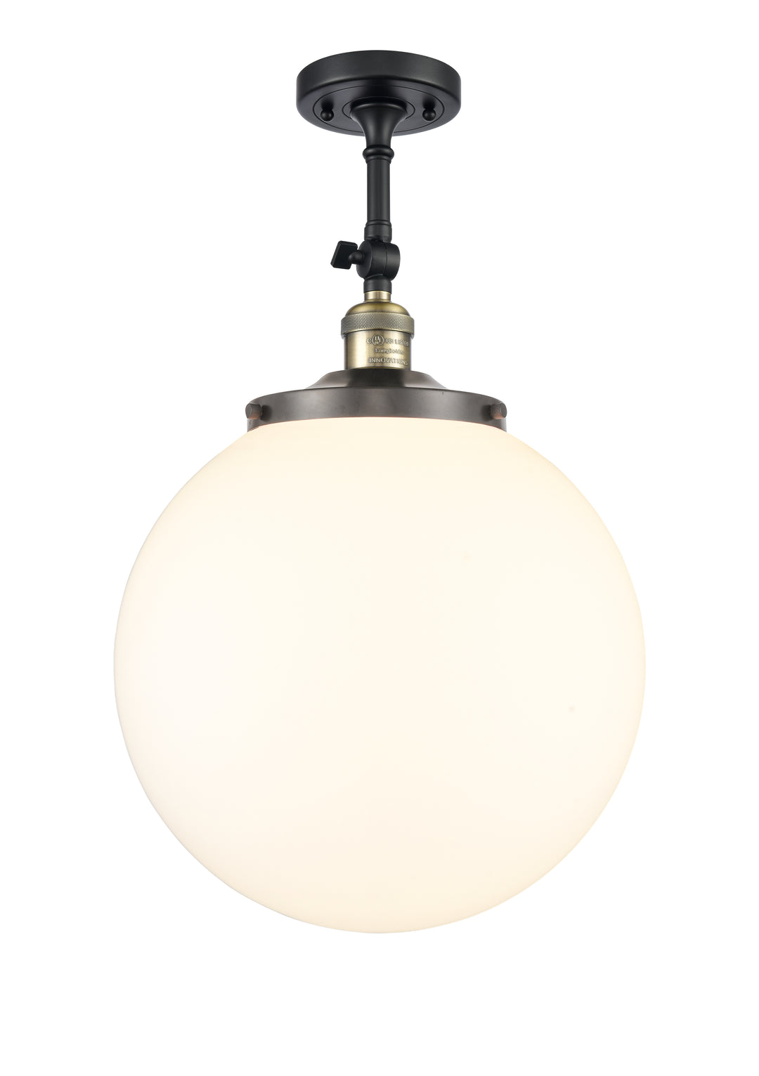 Innovations Lighting Beacon 14" Semi-Flush Mount - Black Antique Brass Ceiling Semi Flush Mounts Innovations Lighting Matte White ; Glass Type: Frosted  