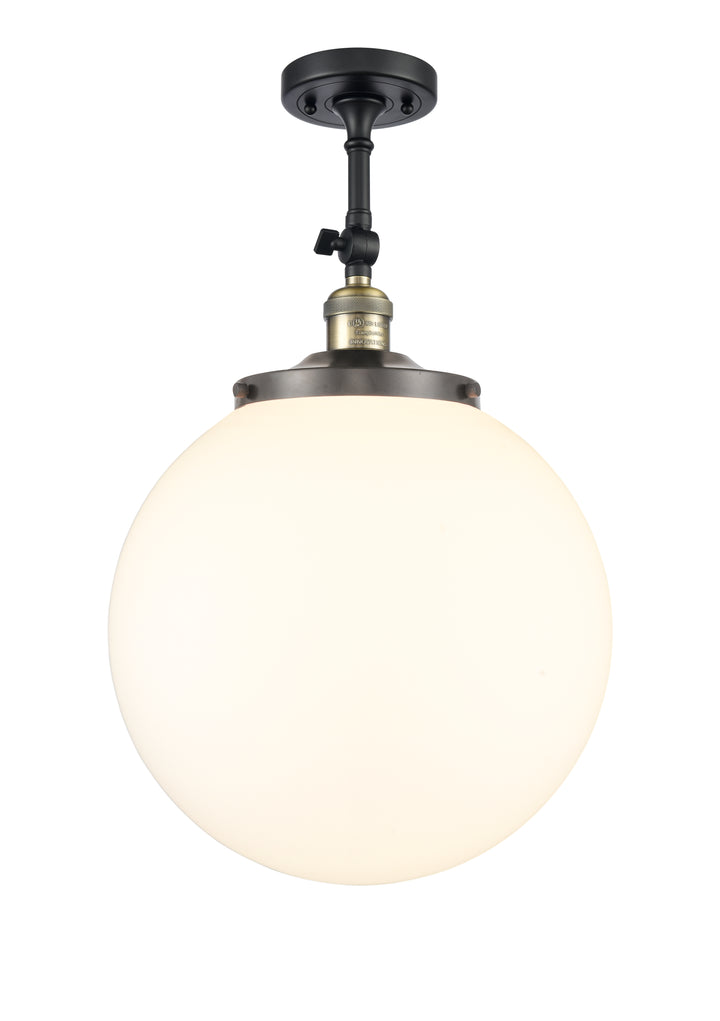 Innovations Lighting Beacon 14" Semi-Flush Mount - Black Antique Brass Ceiling Semi Flush Mounts Innovations Lighting Matte White ; Glass Type: Frosted  