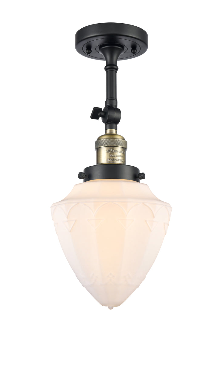 Innovations Lighting Bullet 7" Semi-Flush Mount - Black Antique Brass Ceiling Semi Flush Mounts Innovations Lighting   