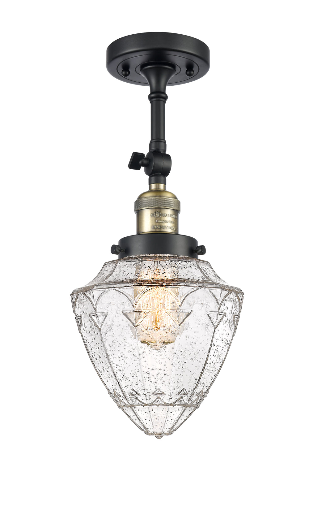 Innovations Lighting Bullet 7" Semi-Flush Mount - Black Antique Brass Ceiling Semi Flush Mounts Innovations Lighting   