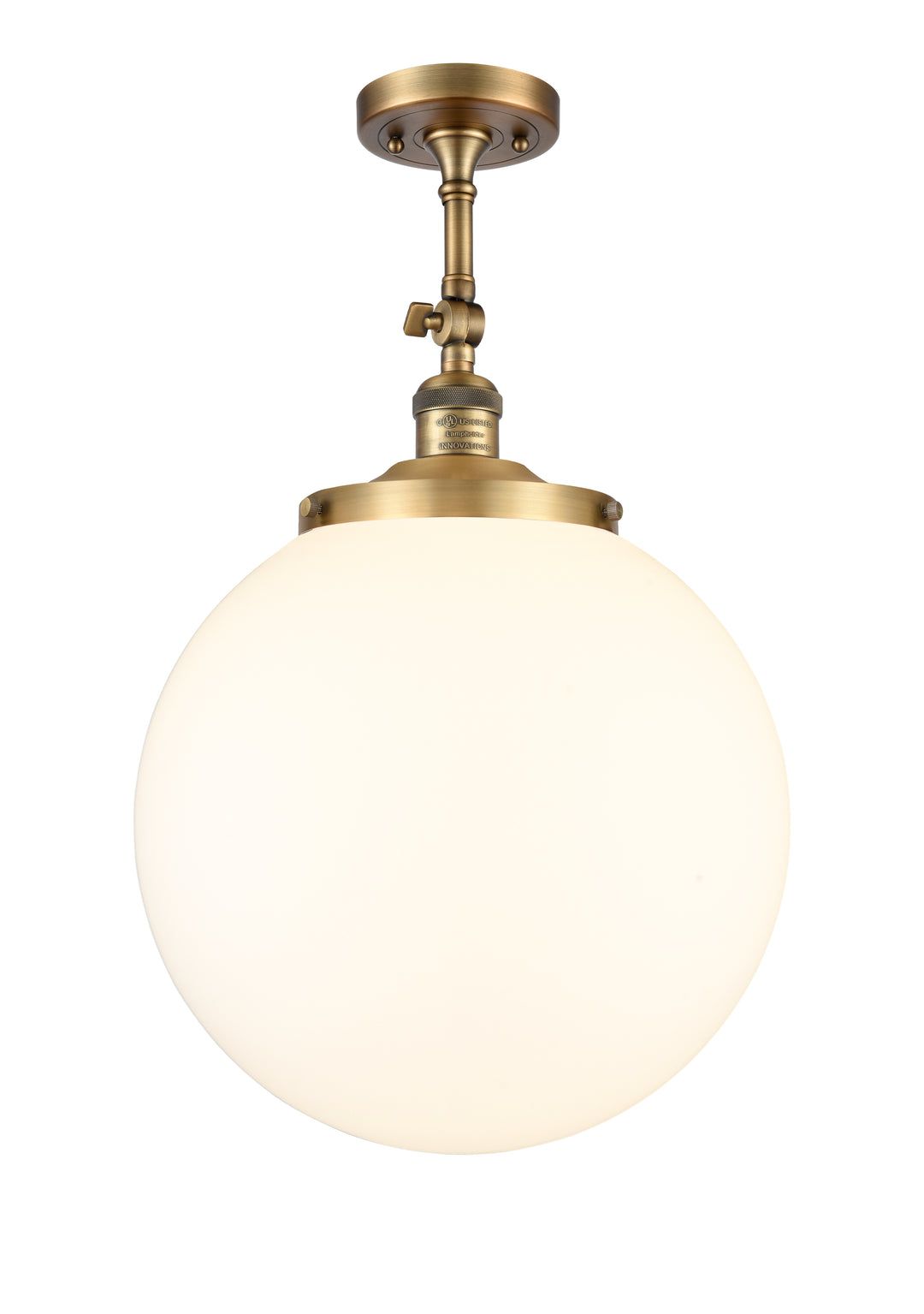 Innovations Lighting Beacon 14" Semi-Flush Mount - Brushed Brass Ceiling Semi Flush Mounts Innovations Lighting Matte White ; Glass Type: Frosted  