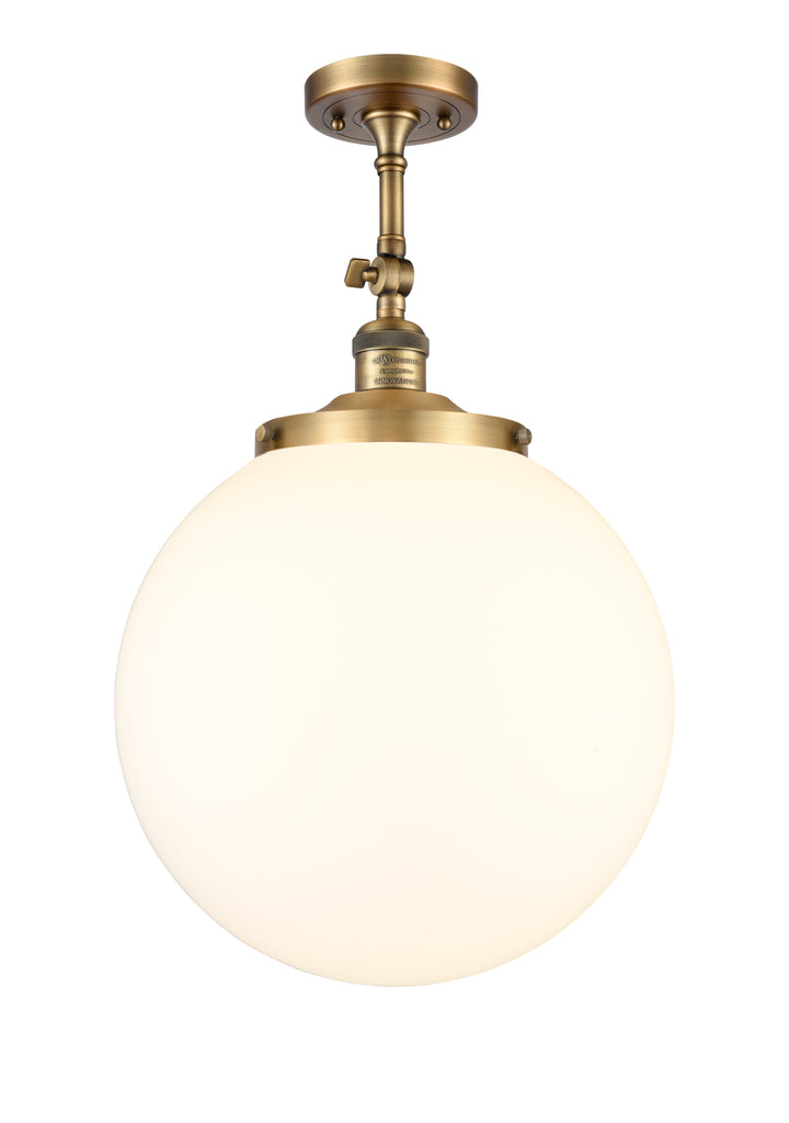 Innovations Lighting Beacon 14" Semi-Flush Mount - Brushed Brass Ceiling Semi Flush Mounts Innovations Lighting Matte White ; Glass Type: Frosted  