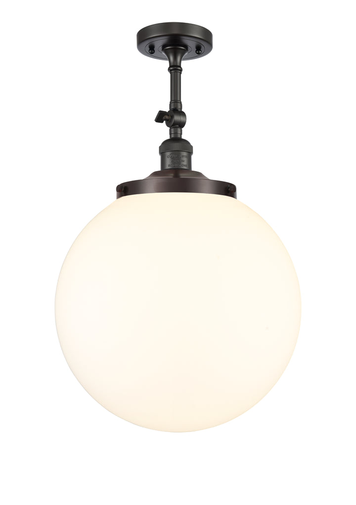 Innovations Lighting Beacon 14" Semi-Flush Mount - Oil Rubbed Bronze Ceiling Semi Flush Mounts Innovations Lighting Matte White ; Glass Type: Frosted  