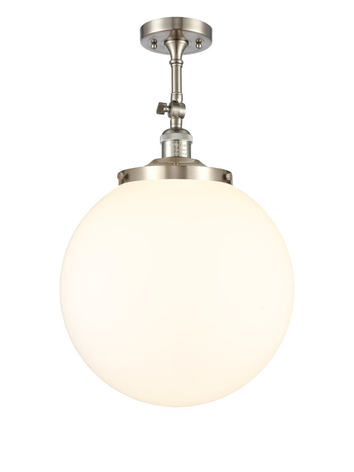 Innovations Lighting Beacon 14" Semi-Flush Mount - Brushed Satin Nickel Ceiling Semi Flush Mounts Innovations Lighting Matte White ; Glass Type: Frosted  