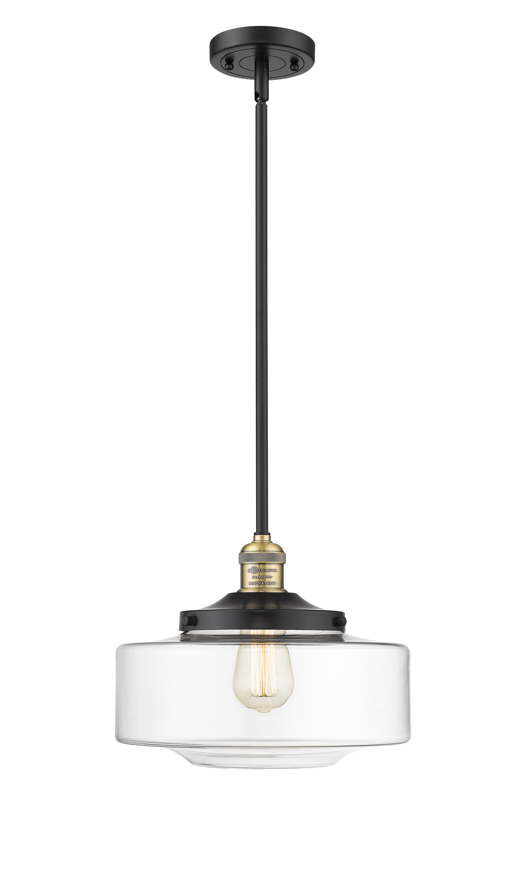 Innovations Lighting Bridgeton 12" Mini Pendant - Black Antique Brass Mini-Pendants Innovations Lighting   