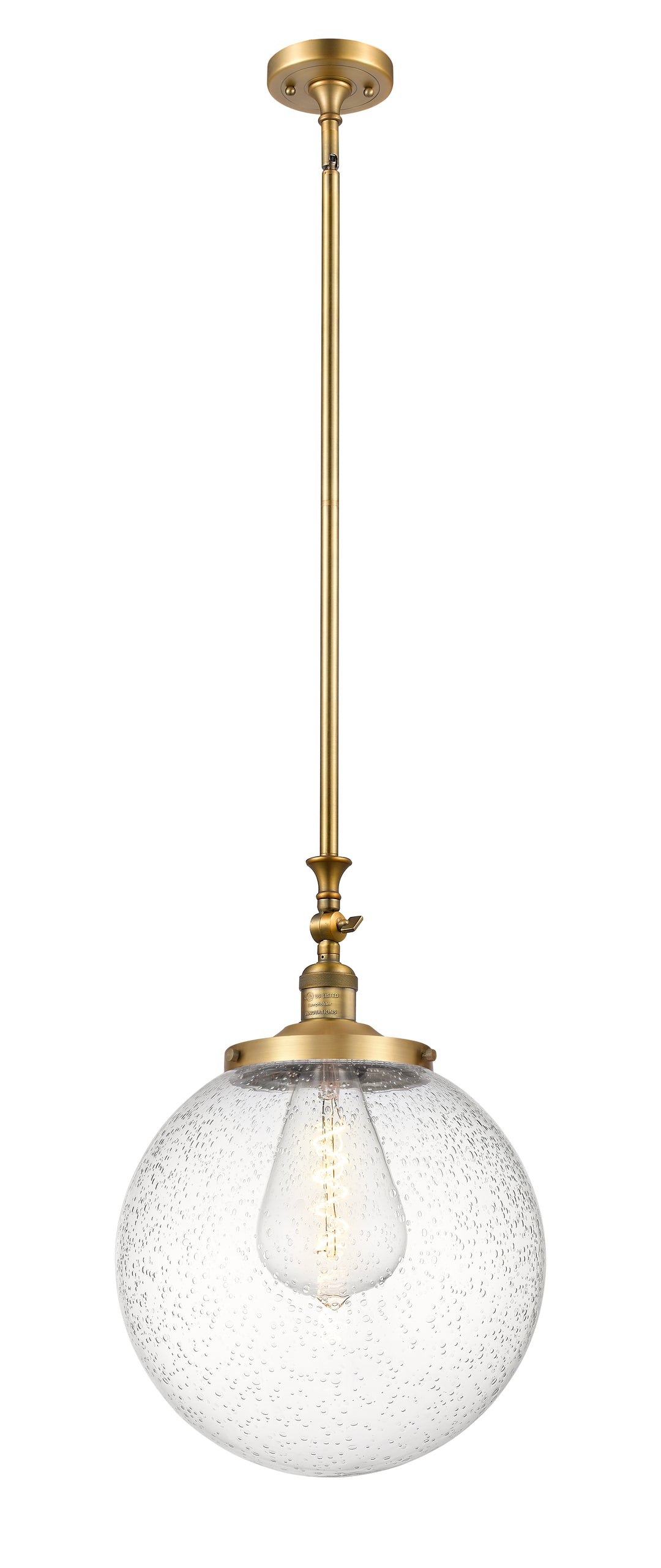 Innovations Lighting Beacon 14" Mini Pendant - Brushed Brass Mini-Pendants Innovations Lighting Seedy ; Glass Type: Seeded  