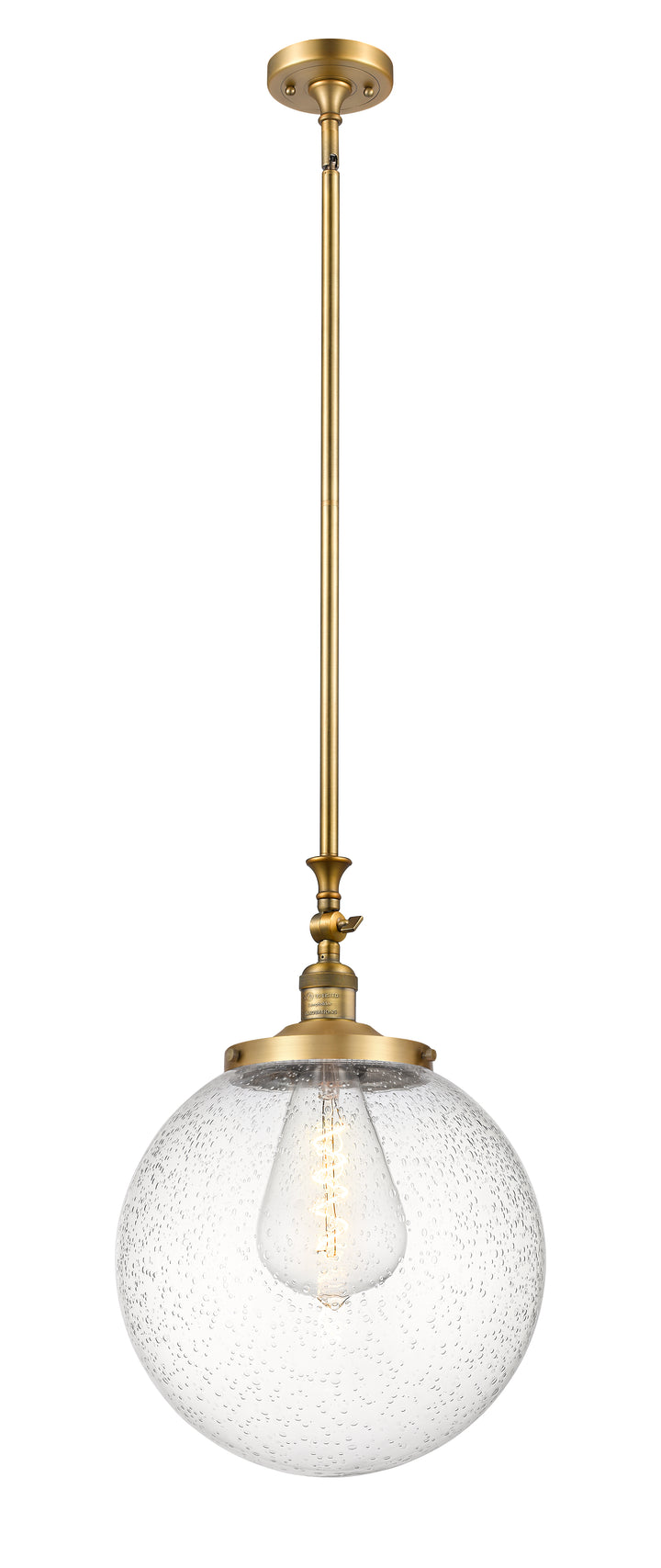 Innovations Lighting Beacon 14" Mini Pendant - Brushed Brass Mini-Pendants Innovations Lighting Seedy ; Glass Type: Seeded  