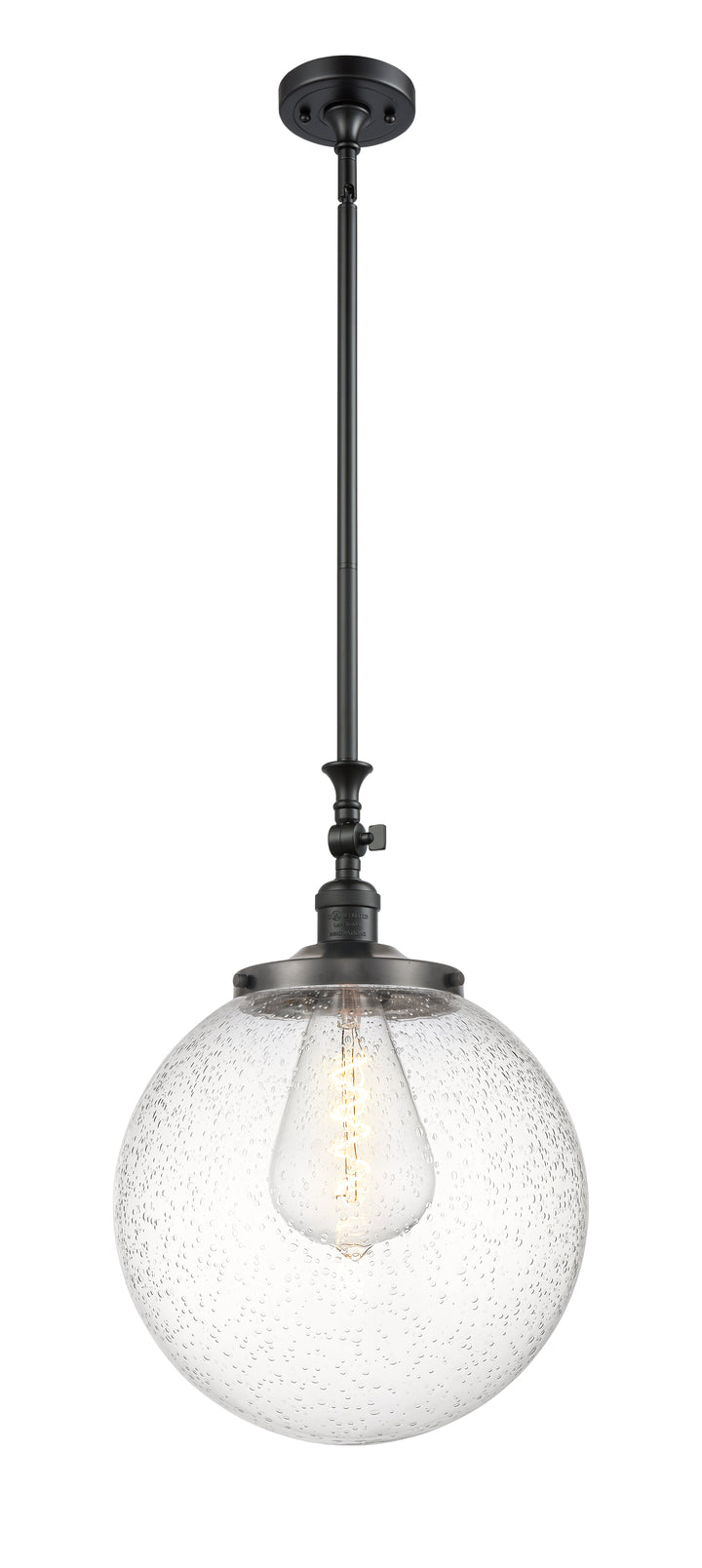 Innovations Lighting Beacon 14" Mini Pendant - Matte Black Mini-Pendants Innovations Lighting Seedy ; Glass Type: Seeded  