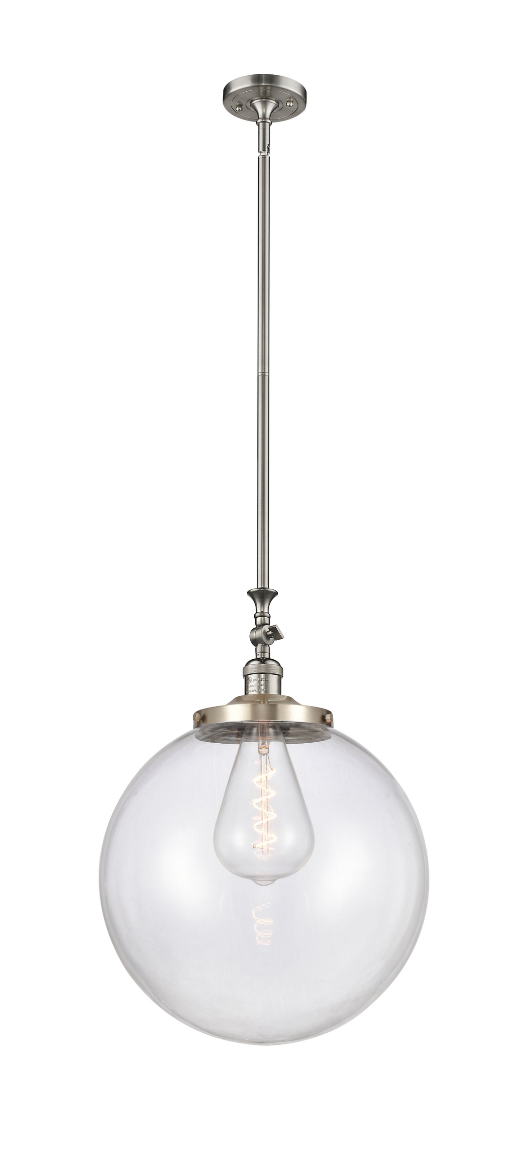 Innovations Lighting Beacon 16" Mini Pendant Mini-Pendants Innovations Lighting Brushed Satin Nickel Clear ; Glass Type: Transparent 