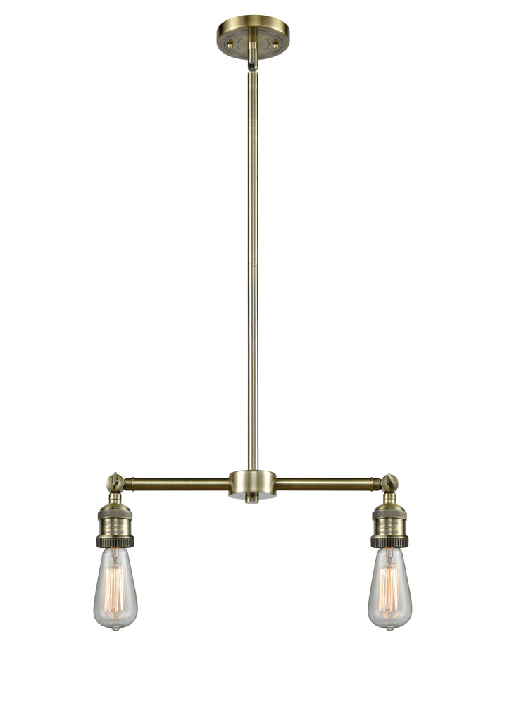 Innovations Lighting Bare Bulb Island Light - Antique Brass Linear Chandeliers Innovations Lighting   