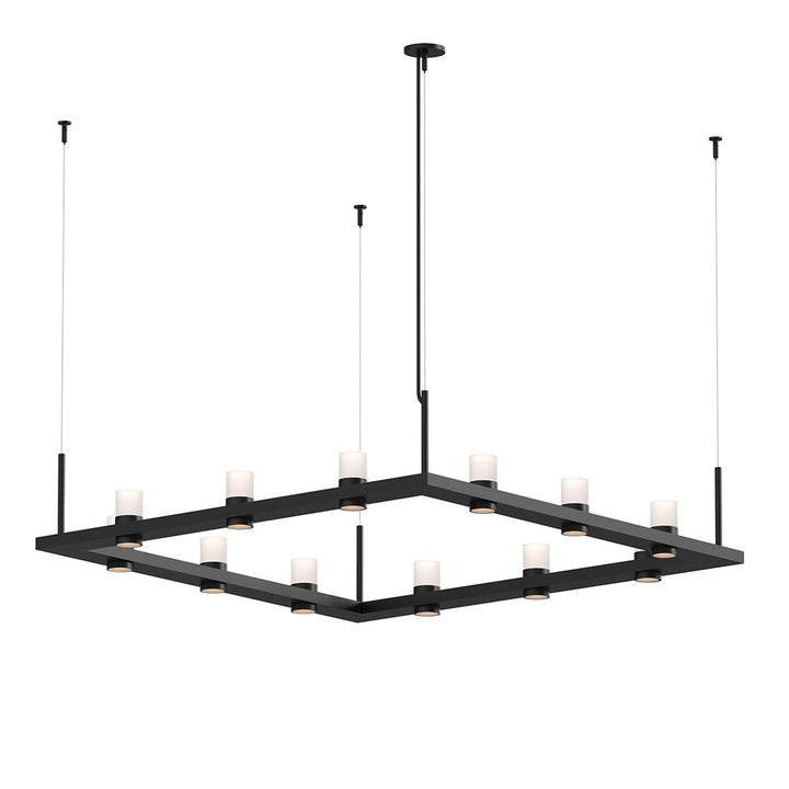 Sonneman Intervals® 4' Square LED Pendant with Etched Cylinder Uplight Trim