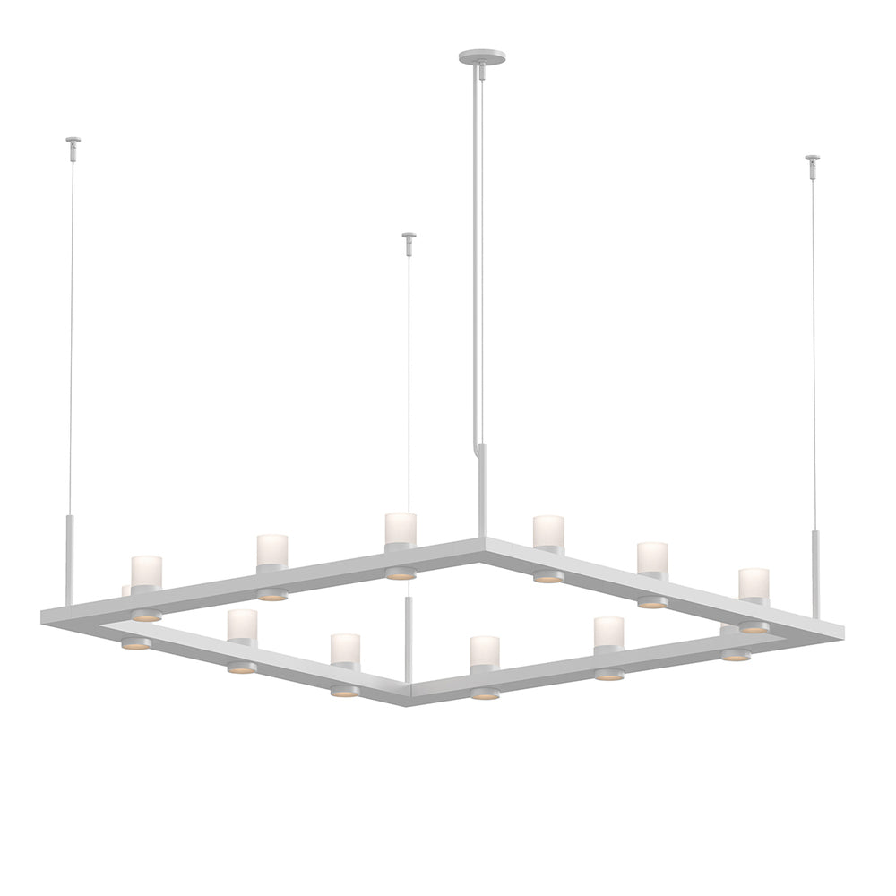 Sonneman Intervals® 4' Square LED Pendant with Etched Cylinder Uplight Trim