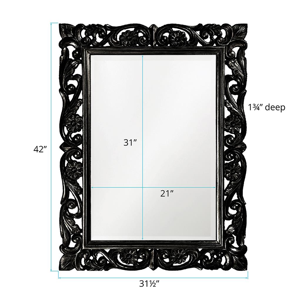 Howard Elliott Collection Chateau Mirror - Glossy Black Mirrors Howard Elliott Collection   