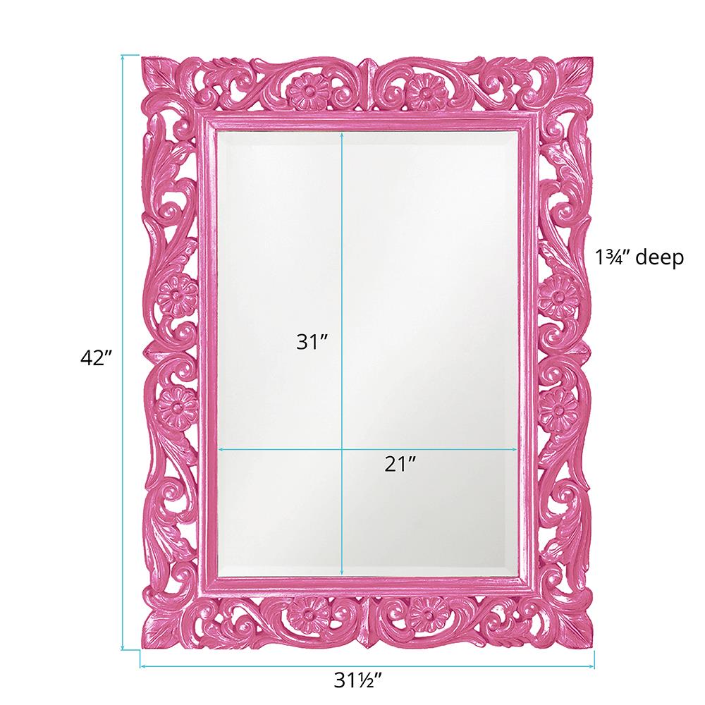 Howard Elliott Collection Chateau Mirror - Glossy Hot Pink Mirrors Howard Elliott Collection   