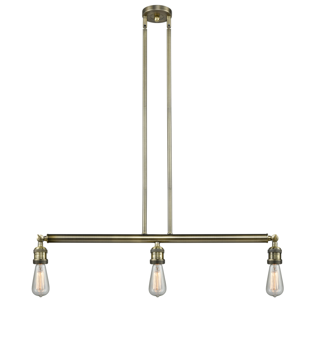 Innovations Lighting Bare Bulb Island Light - Antique Brass Linear Chandeliers Innovations Lighting   