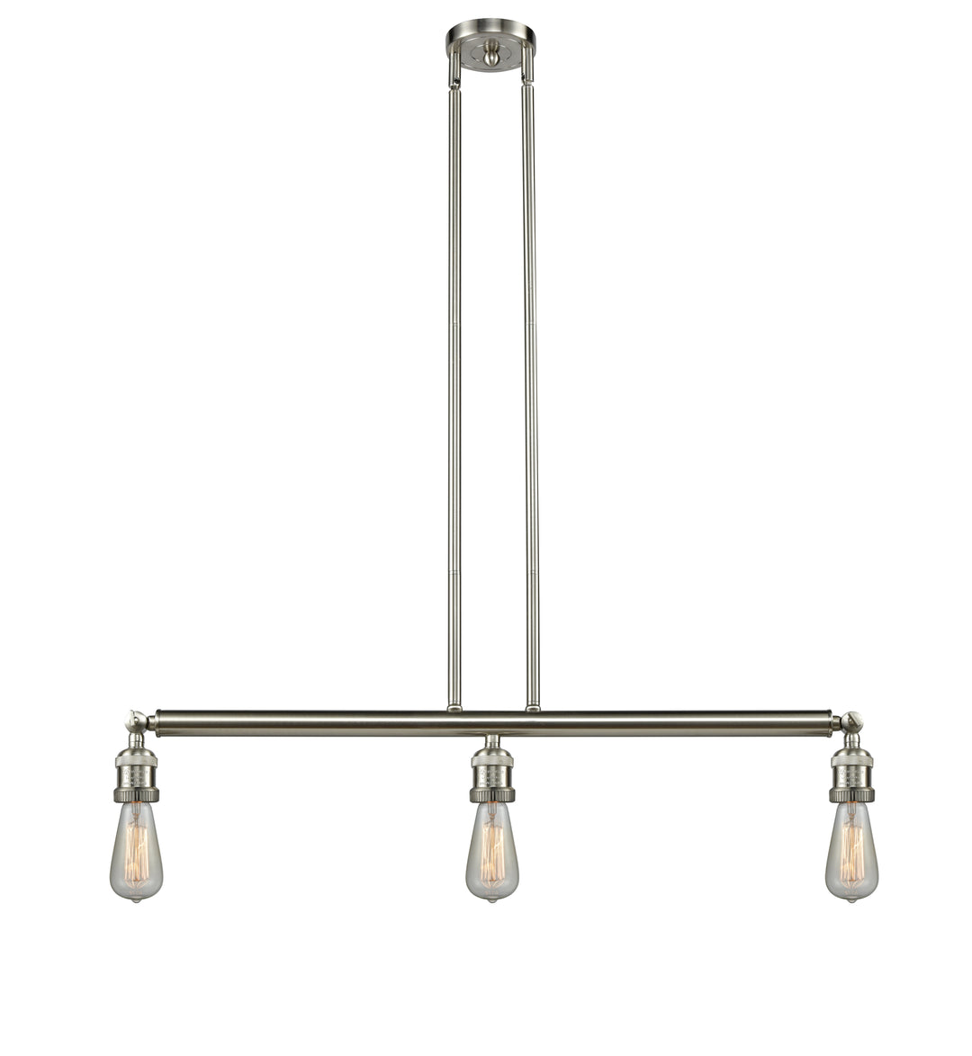 Innovations Lighting Bare Bulb Island Light - Brushed Satin Nickel Linear Chandeliers Innovations Lighting   