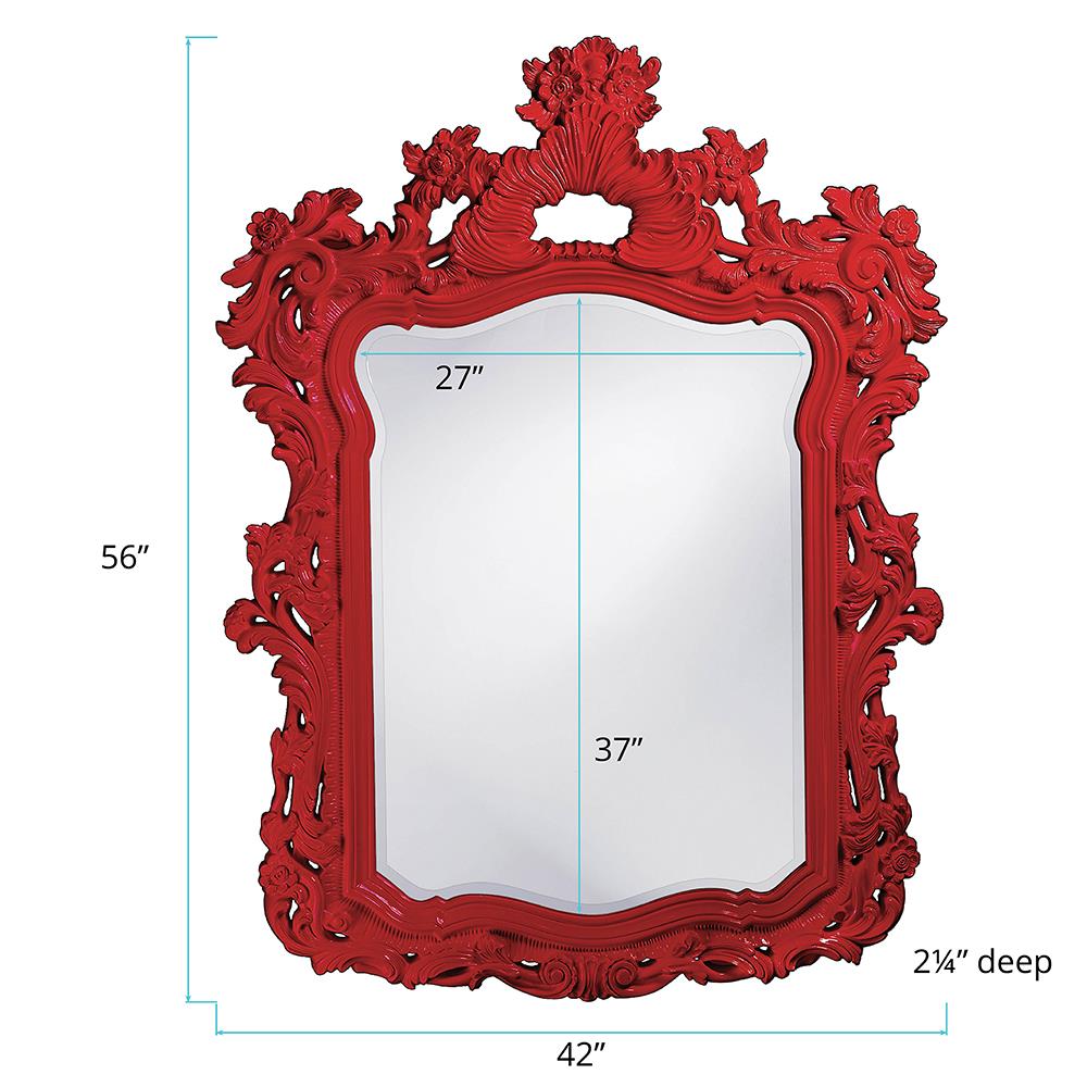 Howard Elliott Collection Turner Mirror - Glossy Red Mirrors Howard Elliott Collection   