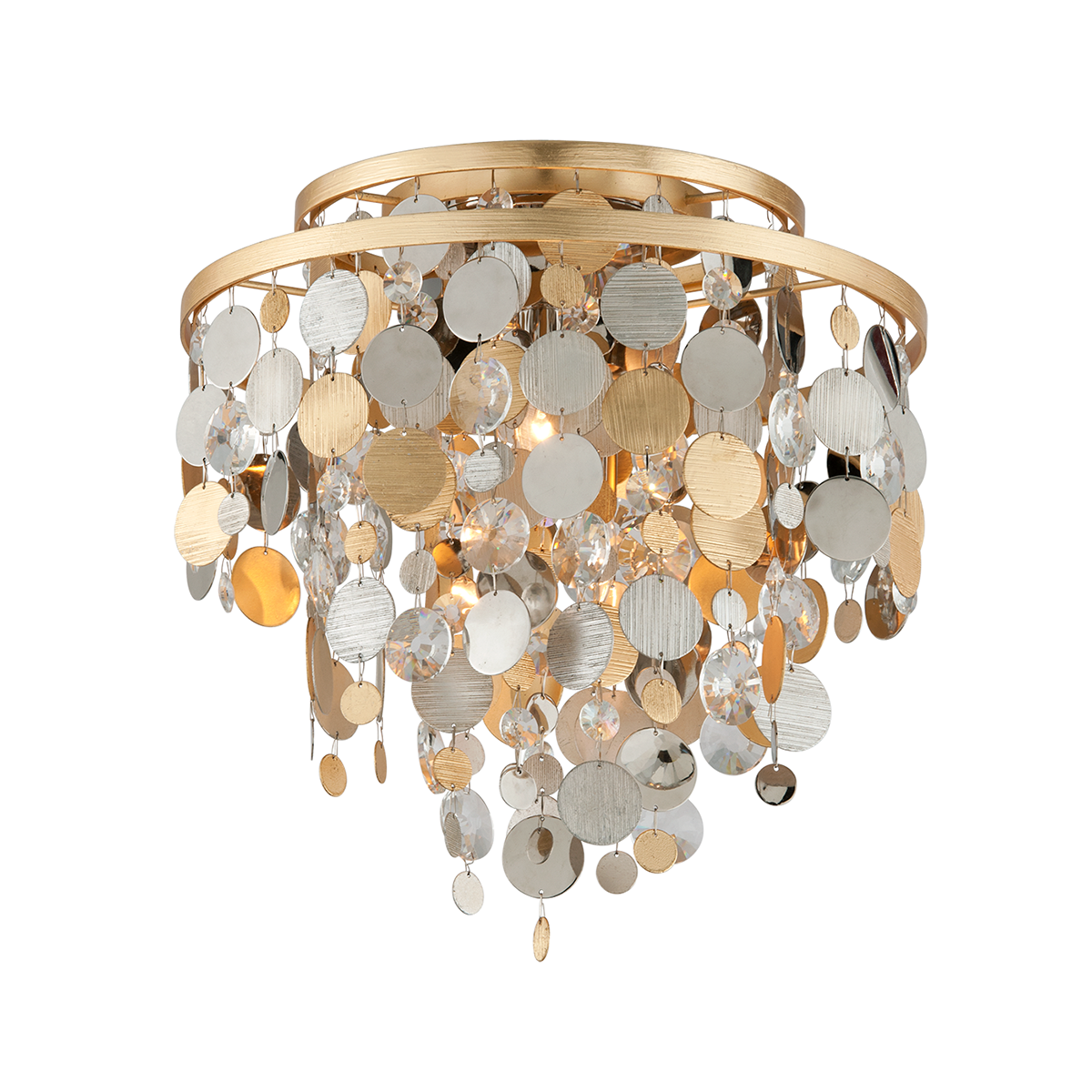 Corbett Lighting Ambrosia Flush Mount Flush Mount Corbett SILVER & GOLD LEAF & STAINLESS 18x16.5 