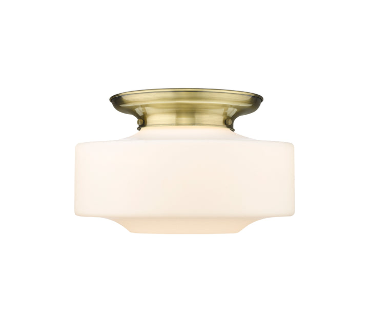 Innovations Lighting Bridgeton 16" Flush Mount Ceiling Flush Mounts Innovations Lighting Antique Brass Matte White ; Glass Type: Frosted 