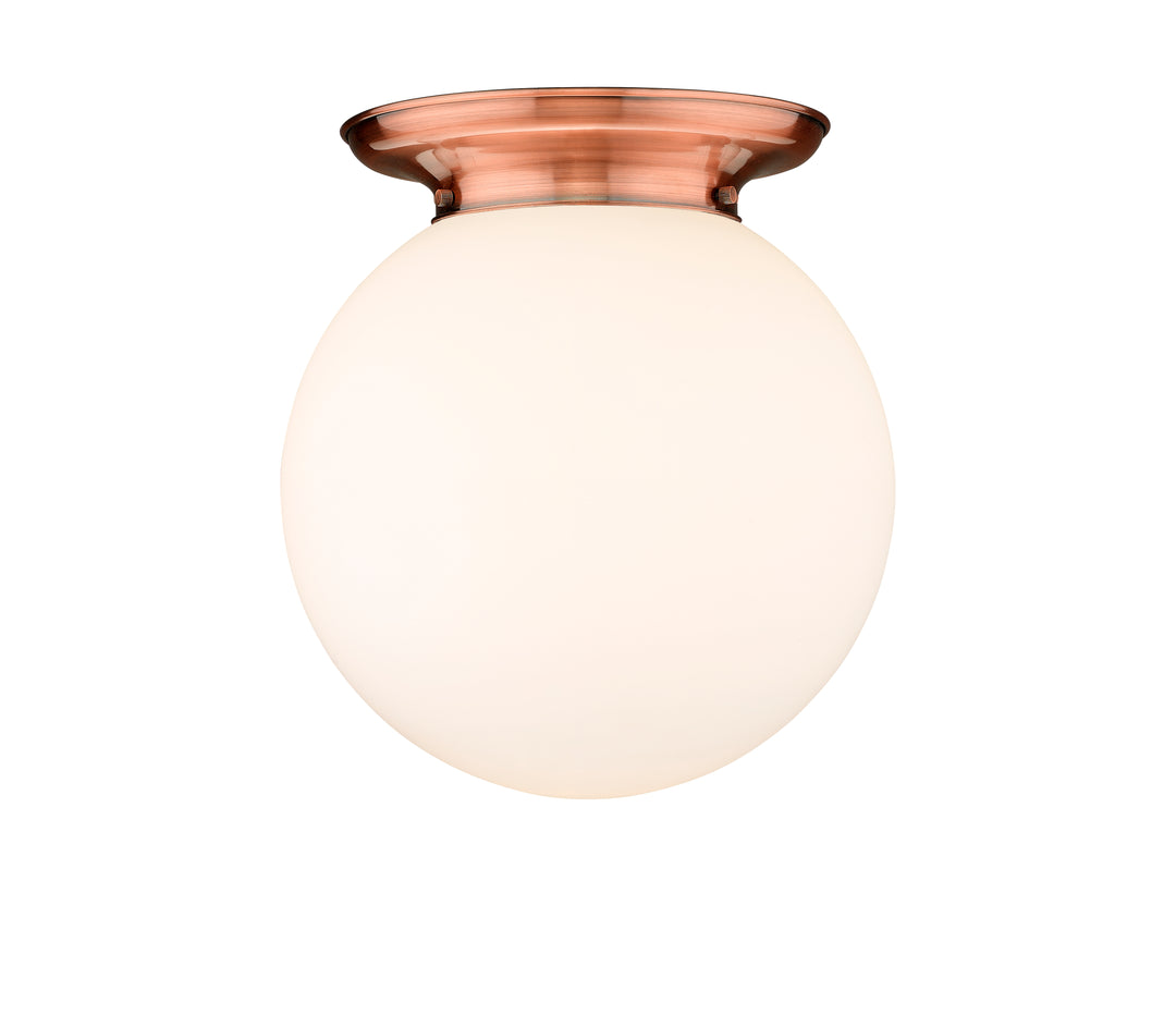 Innovations Lighting Beacon 14" Flush Mount Ceiling Flush Mounts Innovations Lighting Antique Copper Matte White ; Glass Type: Frosted 