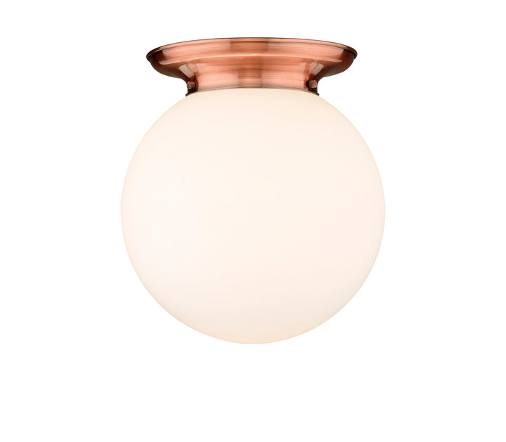 Innovations Lighting Beacon 14" Flush Mount Ceiling Flush Mounts Innovations Lighting Antique Copper Matte White ; Glass Type: Frosted 