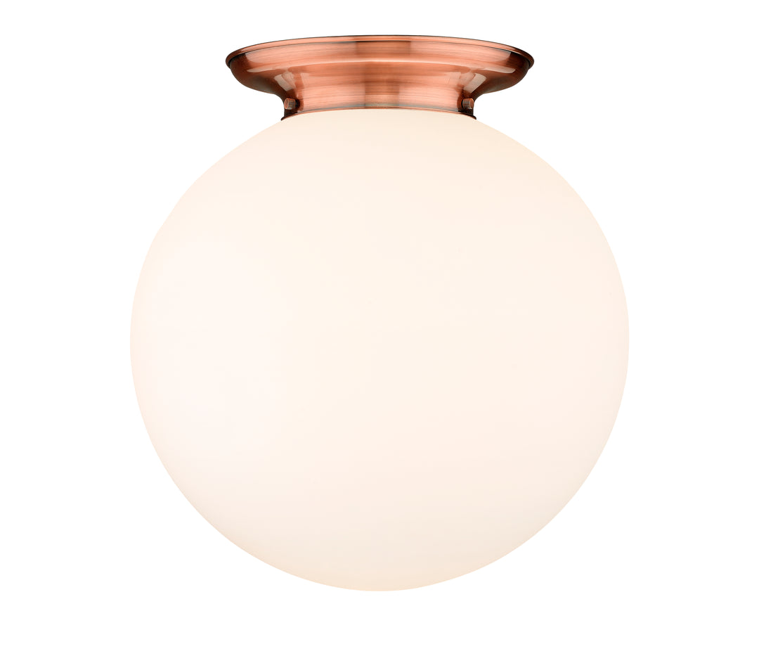 Innovations Lighting Beacon 18" Flush Mount Ceiling Flush Mounts Innovations Lighting Antique Copper Matte White ; Glass Type: Frosted 