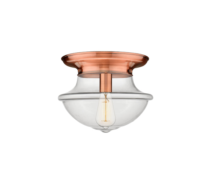 Innovations Lighting Oxford 12" Flush Mount - Antique Copper Ceiling Flush Mounts Innovations Lighting Clear ; Glass Type: Transparent  