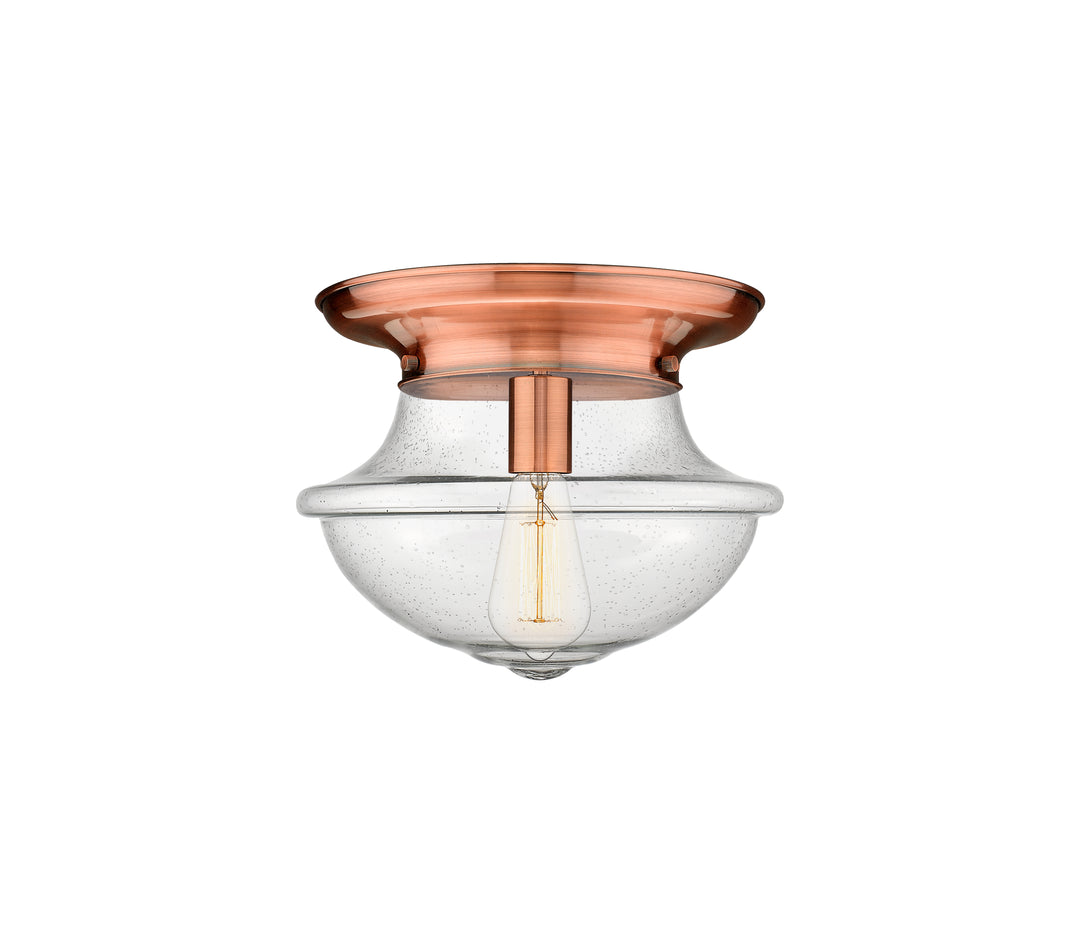 Innovations Lighting Oxford 12" Flush Mount - Antique Copper Ceiling Flush Mounts Innovations Lighting Seedy ; Glass Type: Seeded  