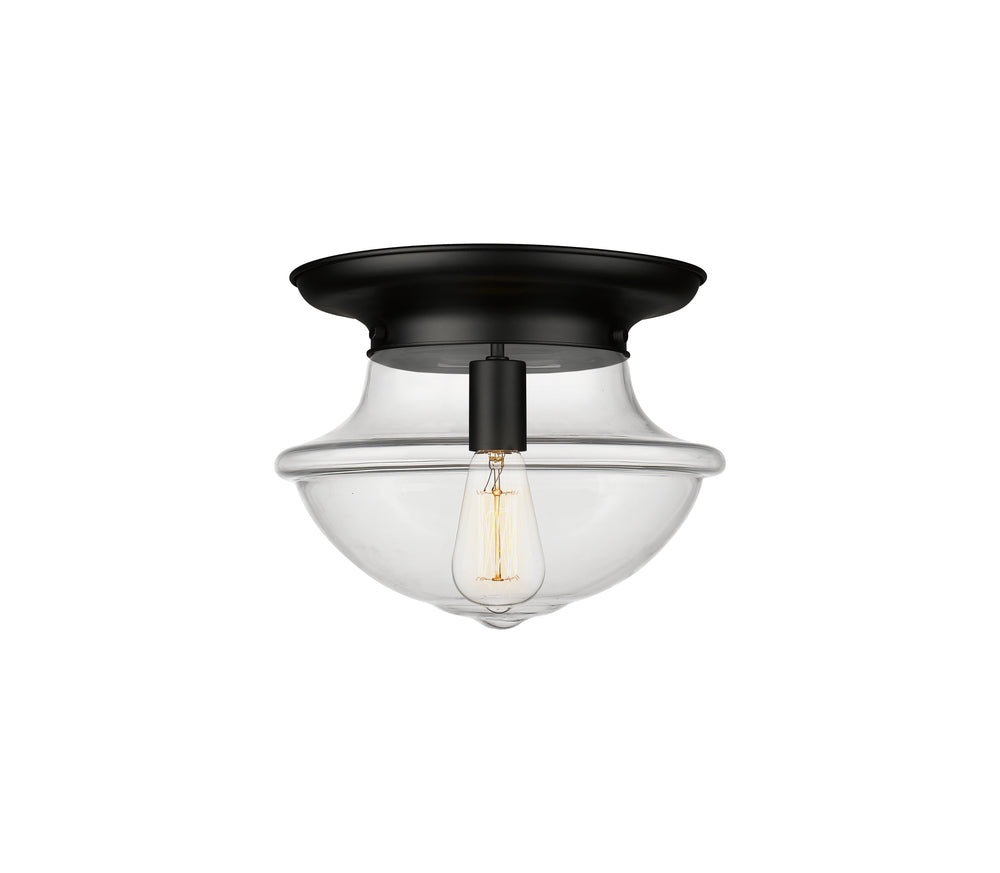 Innovations Lighting Oxford 12" Flush Mount - Matte Black Ceiling Flush Mounts Innovations Lighting Clear ; Glass Type: Transparent  