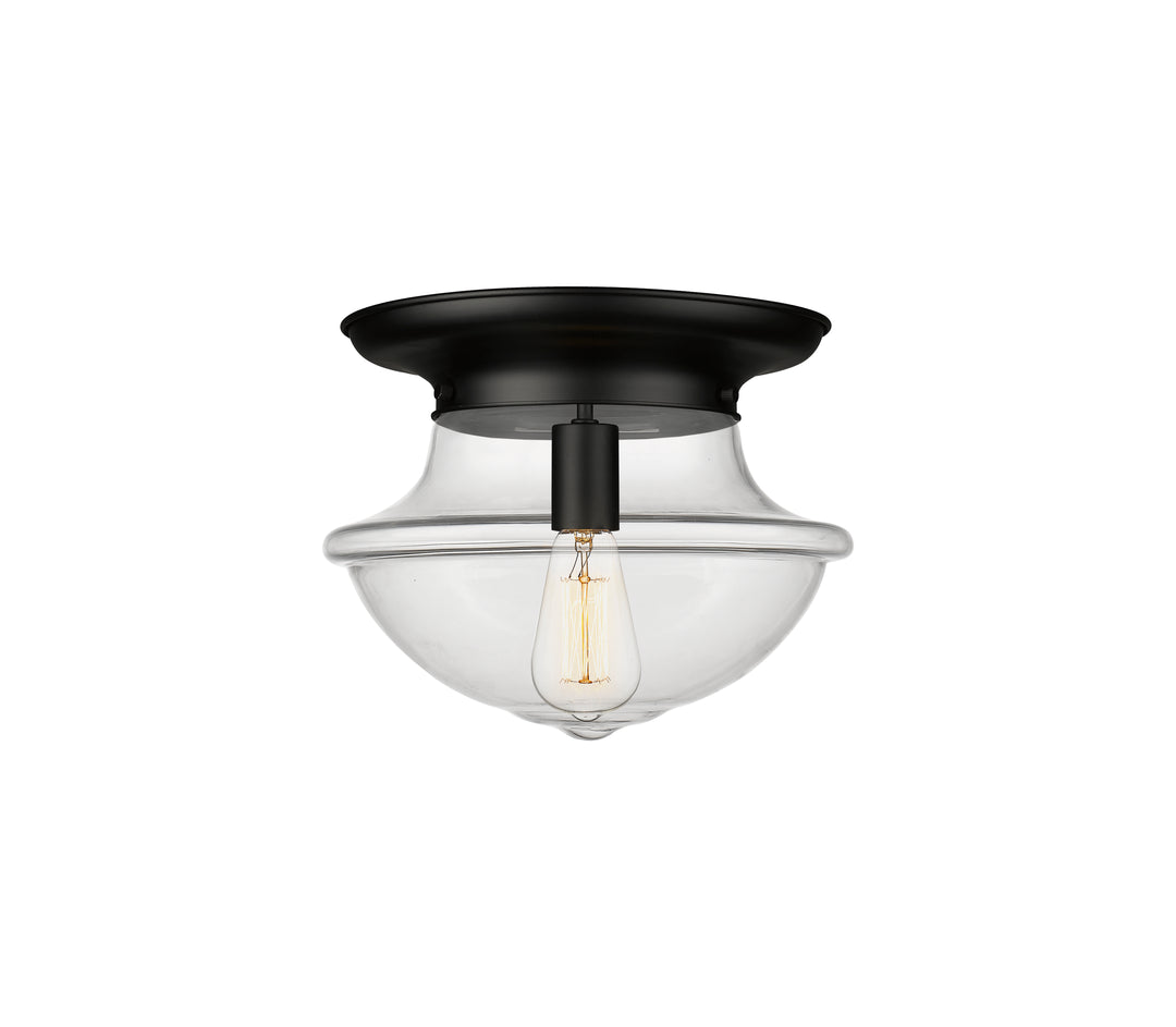 Innovations Lighting Oxford 12" Flush Mount - Matte Black Ceiling Flush Mounts Innovations Lighting Clear ; Glass Type: Transparent  