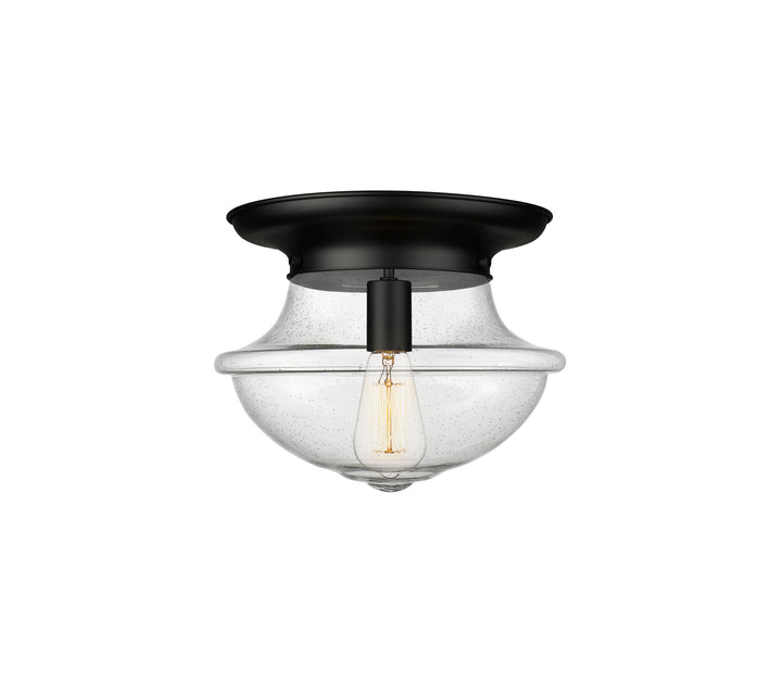 Innovations Lighting Oxford 12" Flush Mount - Matte Black Ceiling Flush Mounts Innovations Lighting Seedy ; Glass Type: Seeded  