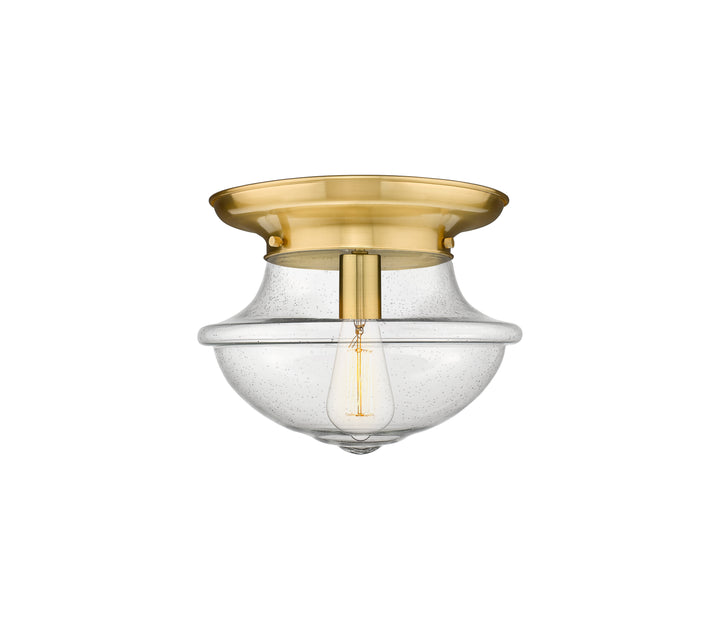 Innovations Lighting Oxford 12" Flush Mount - Satin Gold Ceiling Flush Mounts Innovations Lighting Seedy ; Glass Type: Seeded  