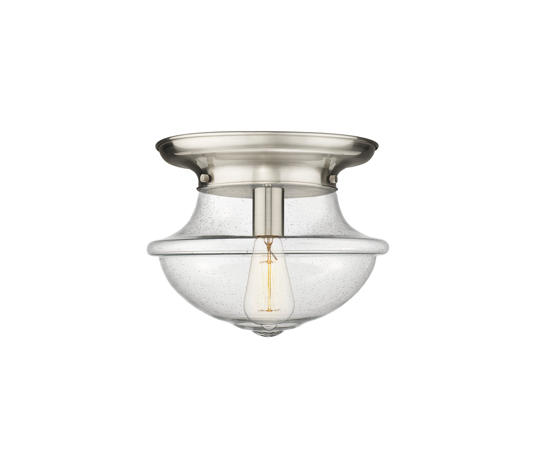 Innovations Lighting Oxford 12" Flush Mount - Satin Nickel Ceiling Flush Mounts Innovations Lighting Seedy ; Glass Type: Seeded  