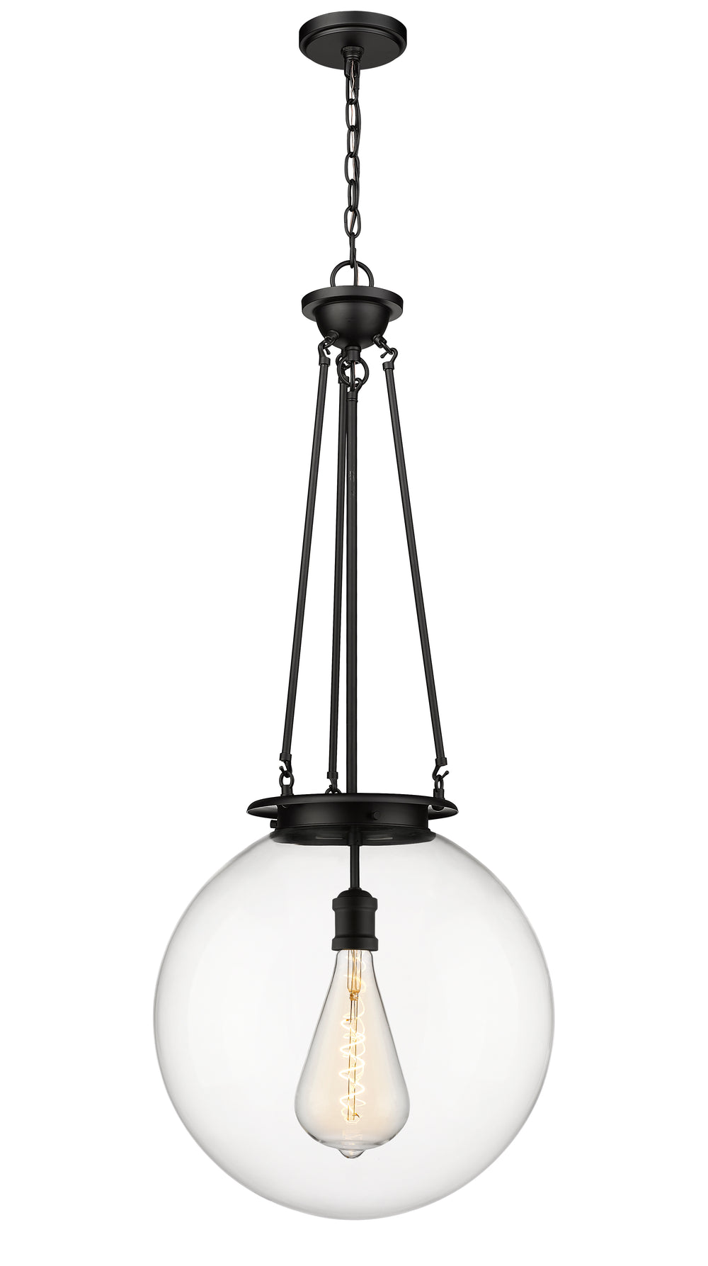 Innovations Lighting Beacon 18" Pendant - Matte Black Pendants Innovations Lighting Clear ; Glass Type: Transparent  