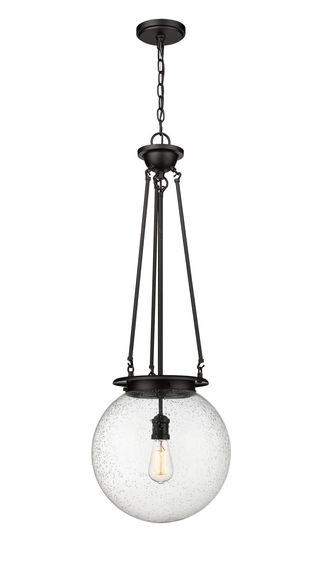 Innovations Lighting Beacon 14" Pendant - Matte Black Pendants Innovations Lighting Seedy ; Glass Type: Seedy  