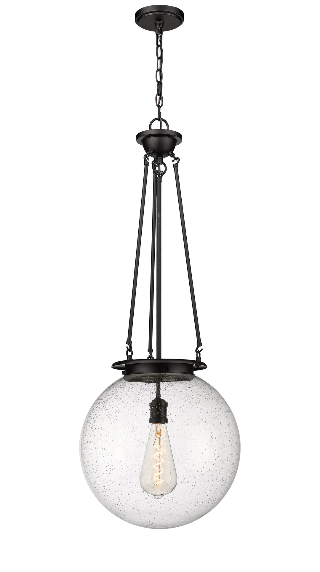 Innovations Lighting Beacon 16" Pendant - Matte Black Pendants Innovations Lighting Seedy ; Glass Type: Seedy  