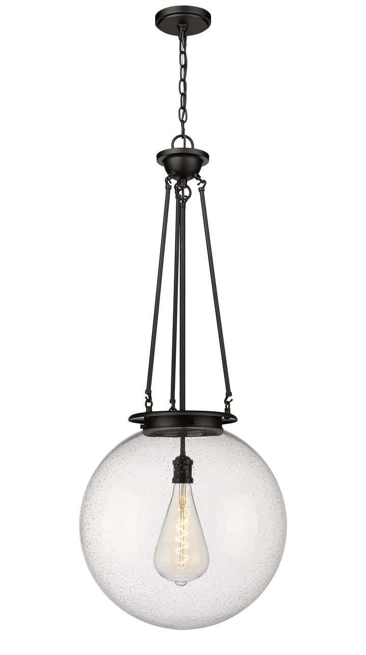 Innovations Lighting Beacon 18" Pendant - Matte Black Pendants Innovations Lighting Seedy ; Glass Type: Seedy  