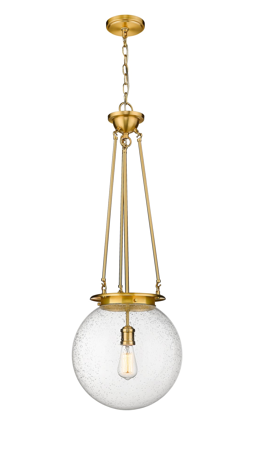 Innovations Lighting Beacon 14" Pendant - Satin Gold Pendants Innovations Lighting Seedy ; Glass Type: Seedy  