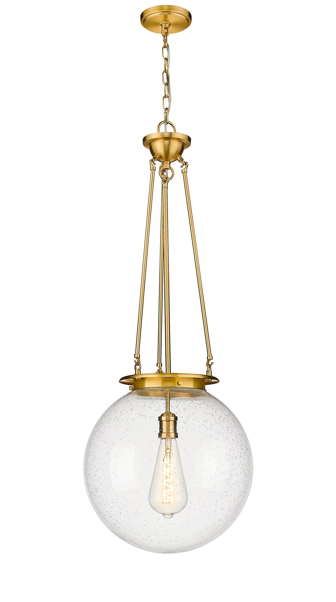 Innovations Lighting Beacon 16" Pendant - Satin Gold Pendants Innovations Lighting Seedy ; Glass Type: Seedy  