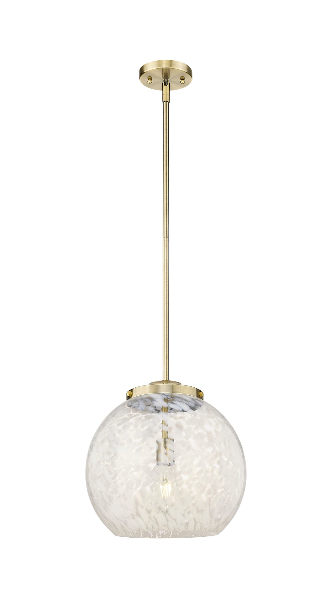 Innovations Lighting White Mouchette 14" Pendant - Antique Brass Pendants Innovations Lighting   