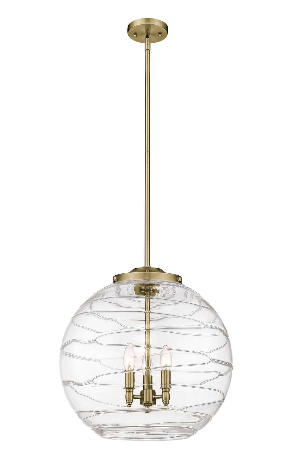 Innovations Lighting Athens Deco Swirl 18" Pendant - Antique Brass Pendants Innovations Lighting Clear Deco Swirl ; Glass Type: Clear  