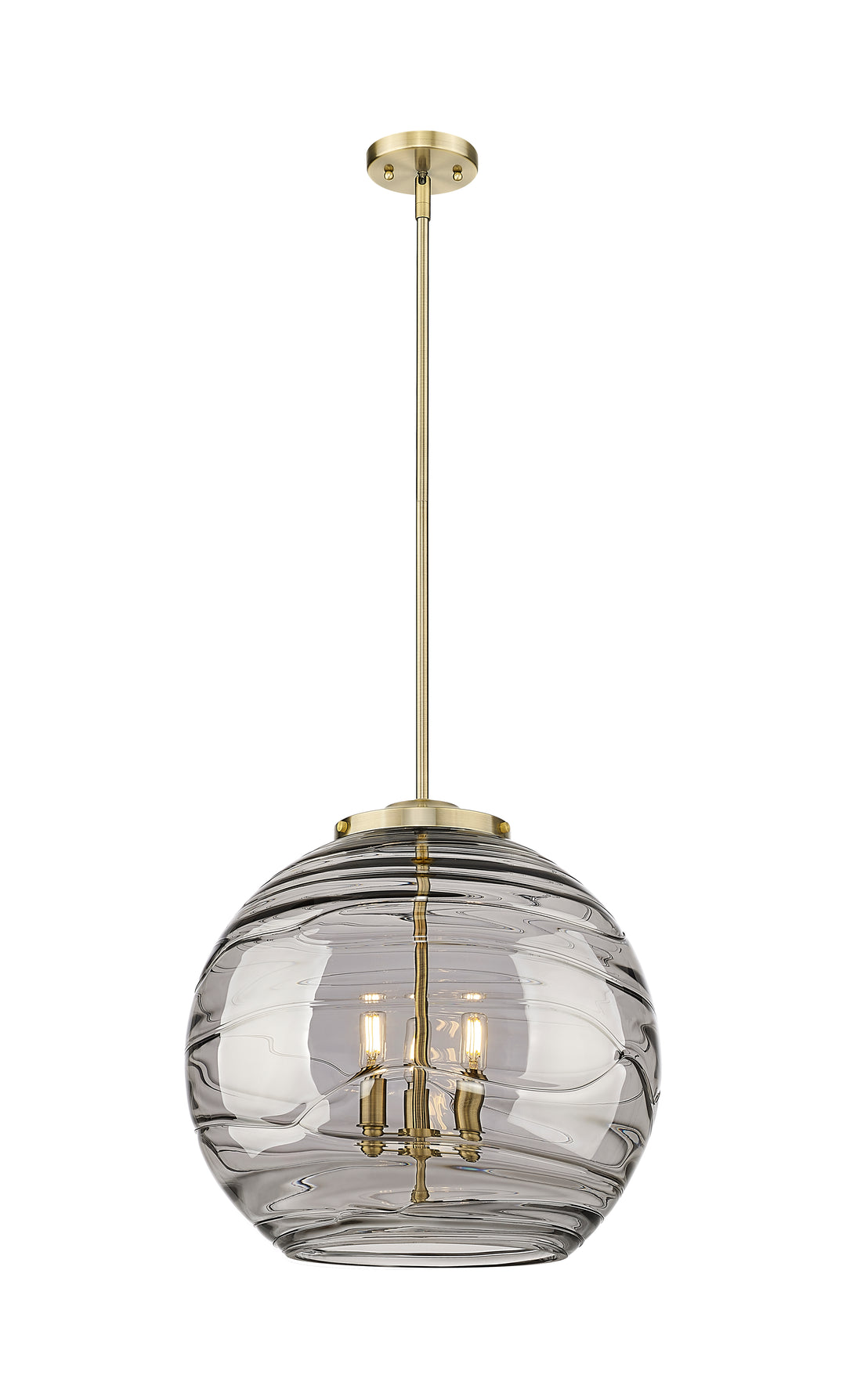 Innovations Lighting Athens Deco Swirl 18" Pendant - Antique Brass Pendants Innovations Lighting Light Smoke Deco Swirl ; Glass Type: Smoked  