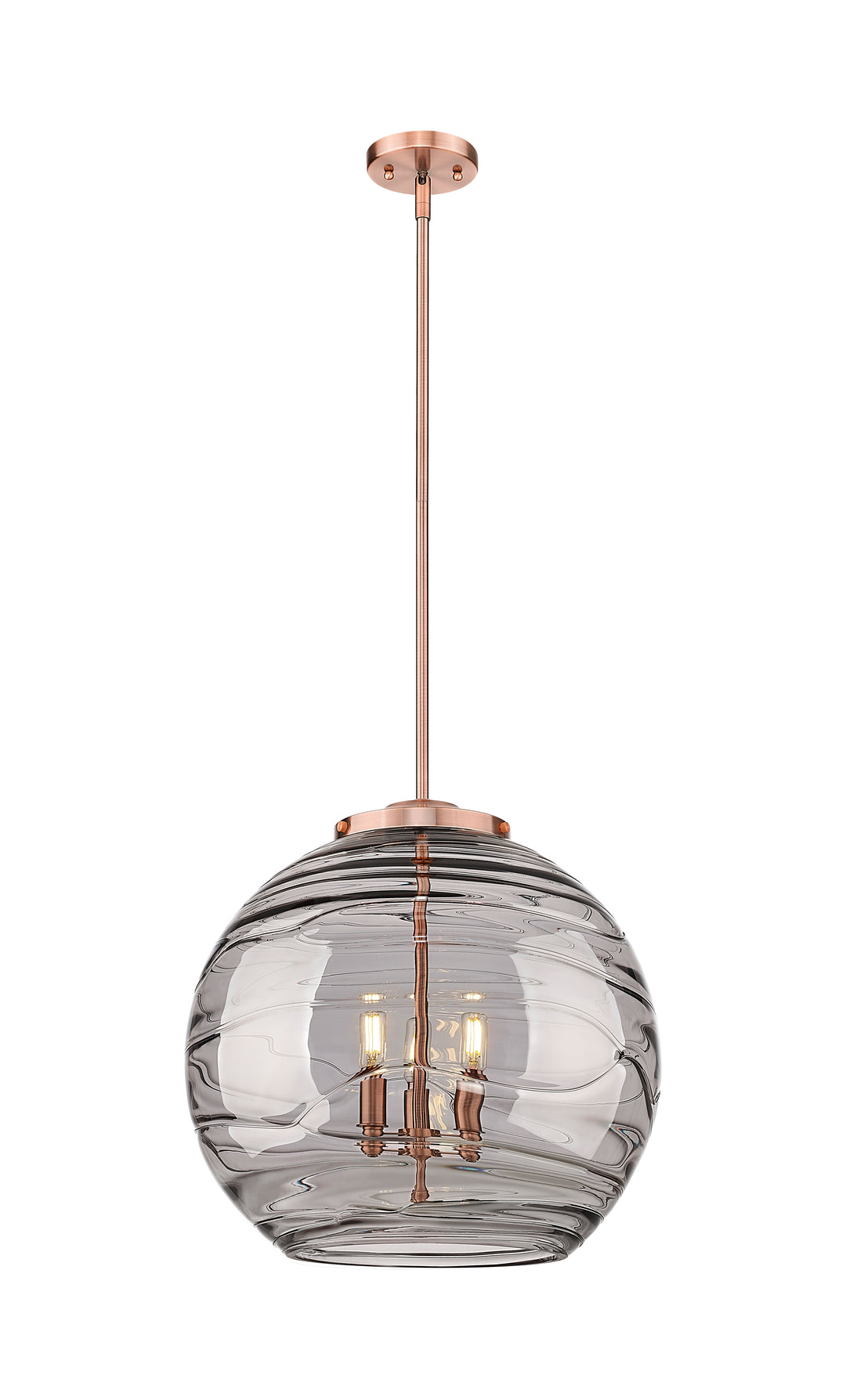 Innovations Lighting Athens Deco Swirl 18" Pendant - Antique Copper Pendants Innovations Lighting Light Smoke Deco Swirl ; Glass Type: Smoked  