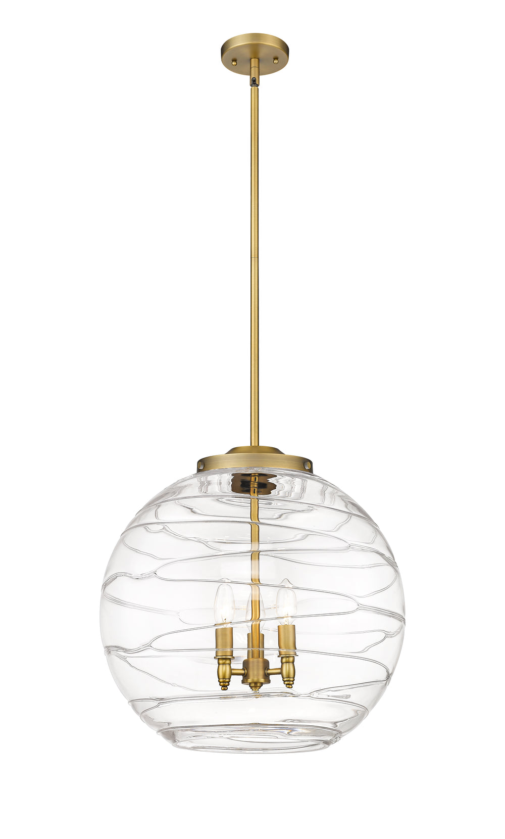 Innovations Lighting Athens Deco Swirl 18" Pendant - Brushed Brass Pendants Innovations Lighting Clear Deco Swirl ; Glass Type: Clear  