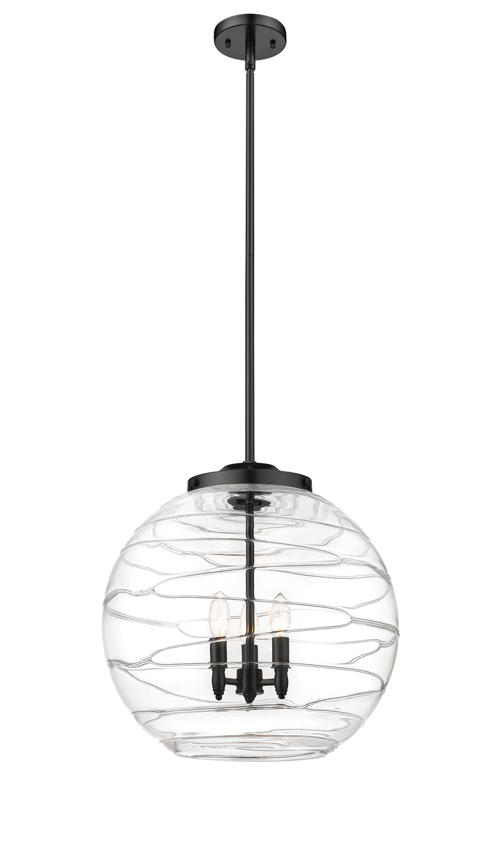 Innovations Lighting Athens Deco Swirl 18" Pendant - Matte Black Pendants Innovations Lighting Clear Deco Swirl ; Glass Type: Clear  