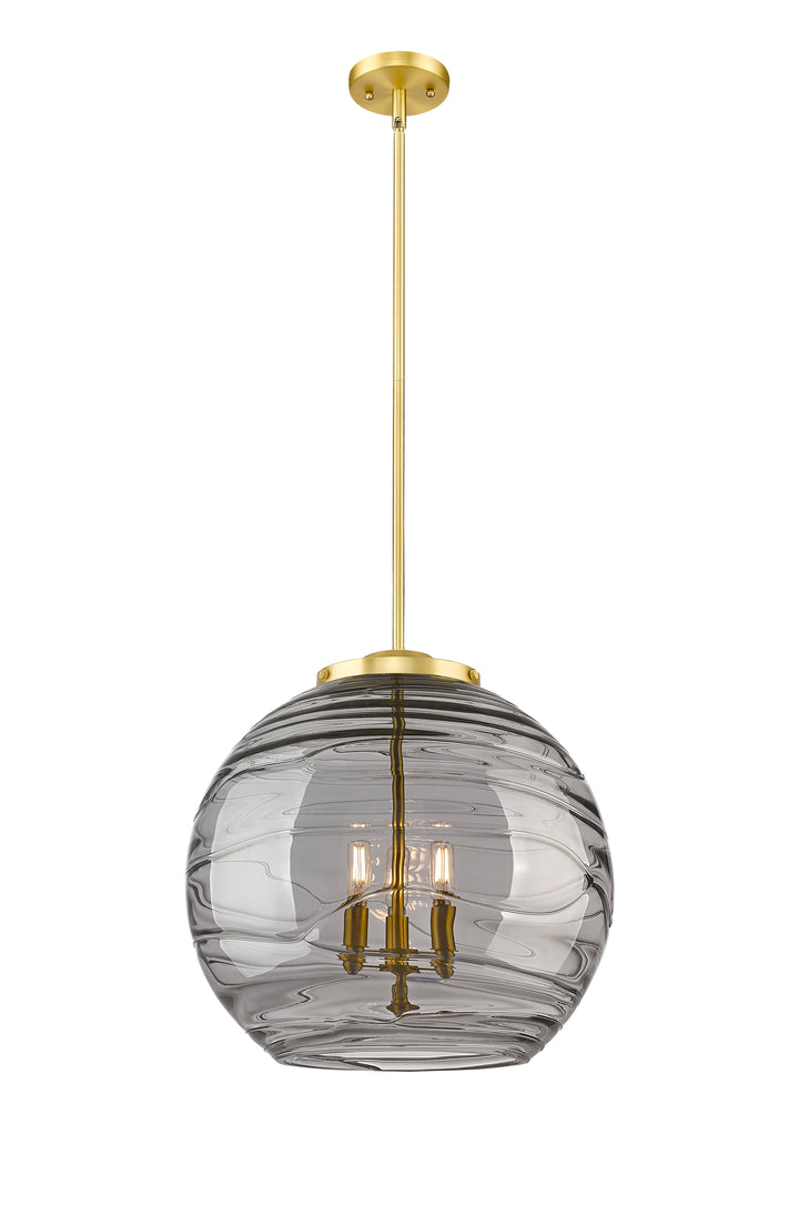 Innovations Lighting Athens Deco Swirl 18" Pendant - Satin Gold Pendants Innovations Lighting Light Smoke Deco Swirl ; Glass Type: Smoked  