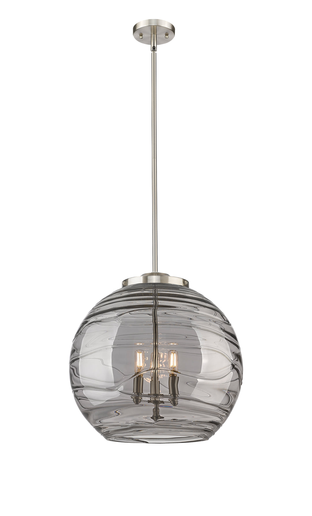 Innovations Lighting Athens Deco Swirl 18" Pendant - Brushed Satin Nickel Pendants Innovations Lighting Light Smoke Deco Swirl ; Glass Type: Smoked  