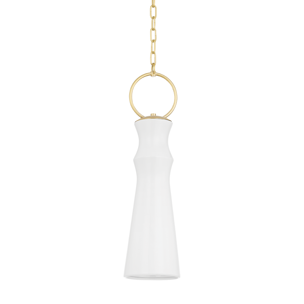 Hudson Valley Lighting Borden Pendant Pendant Hudson Valley Lighting AGED BRASS/CERAMIC GLOSS WHITE  