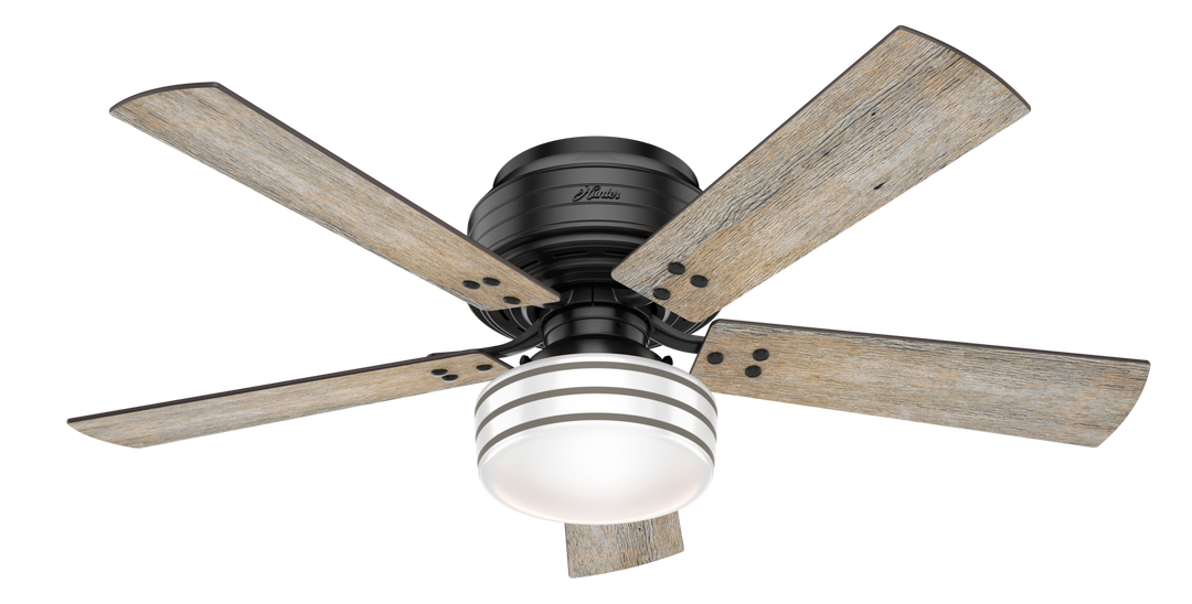 Hunter 52 inch Cedar Key Low Profile Damp Rated Ceiling Fan with LED Light Kit and Handheld Remote Indoor Ceiling Fans Hunter   