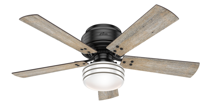 Hunter 52 inch Cedar Key Low Profile Damp Rated Ceiling Fan with LED Light Kit and Handheld Remote Indoor Ceiling Fans Hunter   